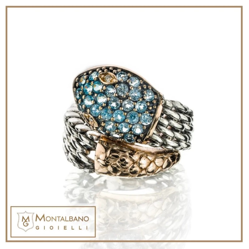 Anello medievale serpente azzurro| Gioielli De Nobili